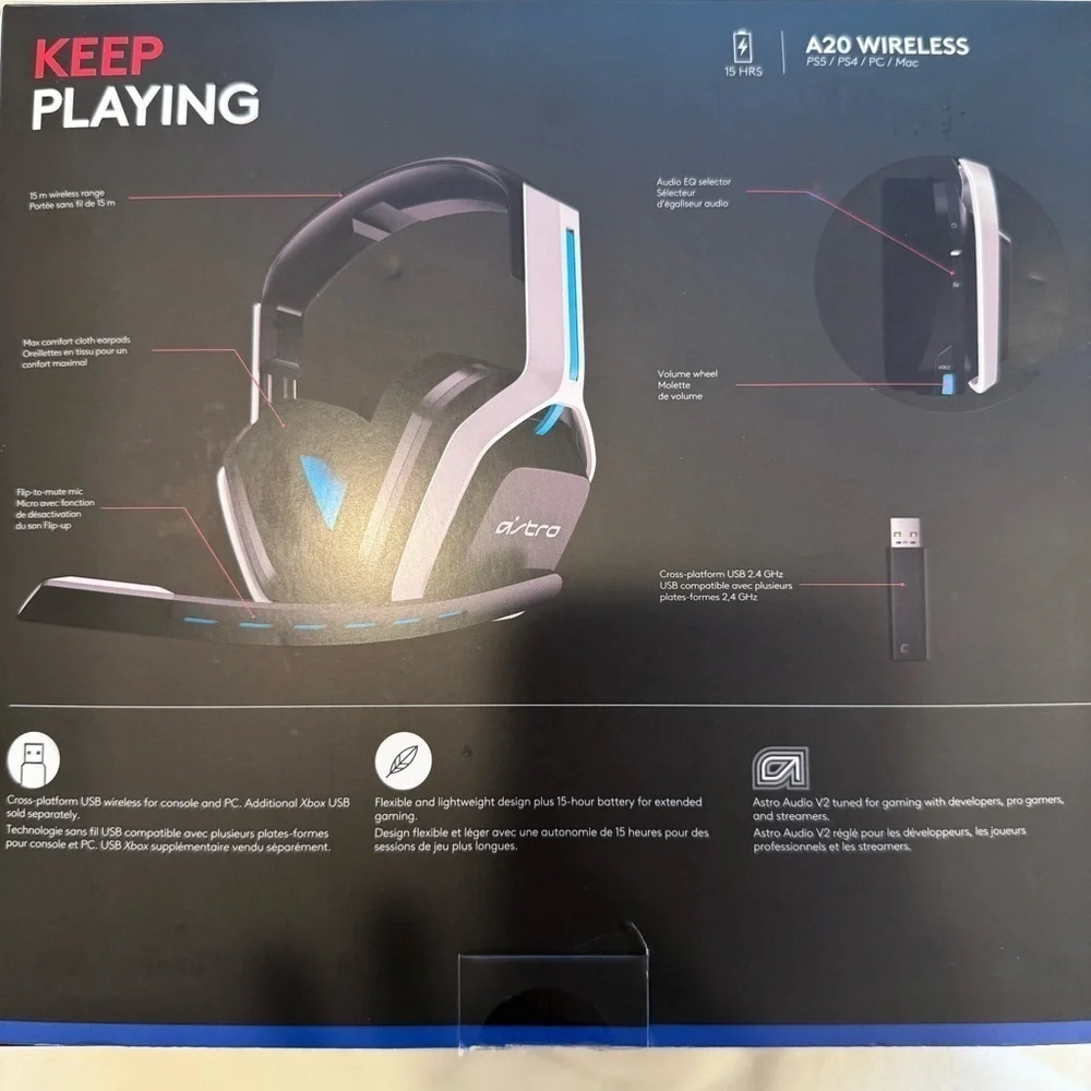 🎁New Logitech A20 Gaming Headset Black/Blue 939-001876 PS5 / PS4 / PC / MAC